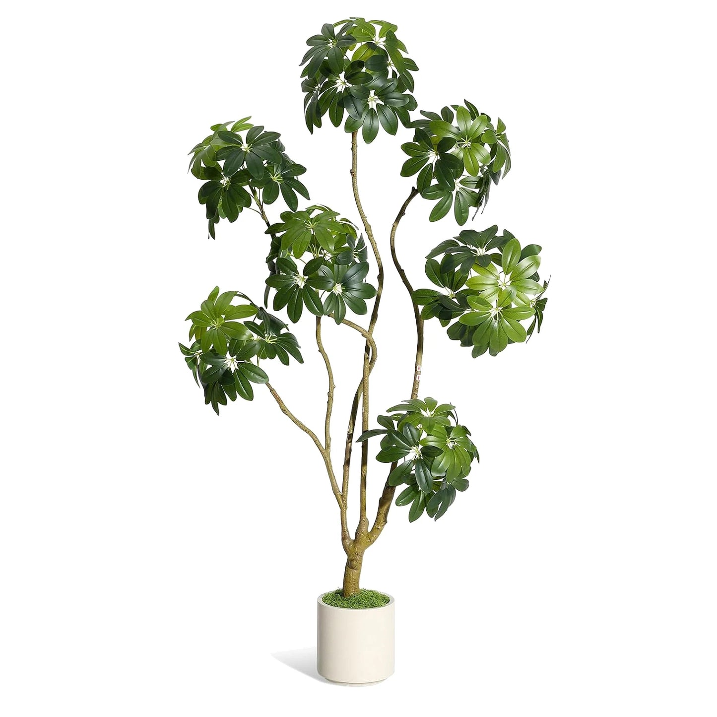 150-210 cm Tall Fake Plant Indoor,Faux Tree Fake Trees in Decorative White Planter with Multiple Trunks Design for Home