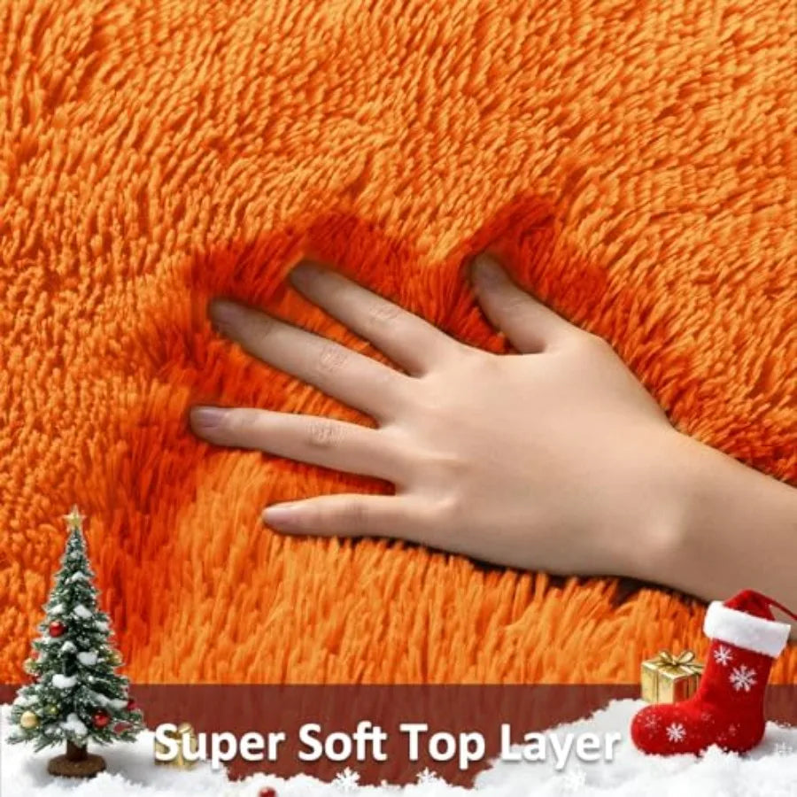Orange Rugs 5x8 Fluffy Fuzzy Furry Carpet Plush Soft Shaggy Bedside Indoor Floor Area Rug for Girls/ Boy