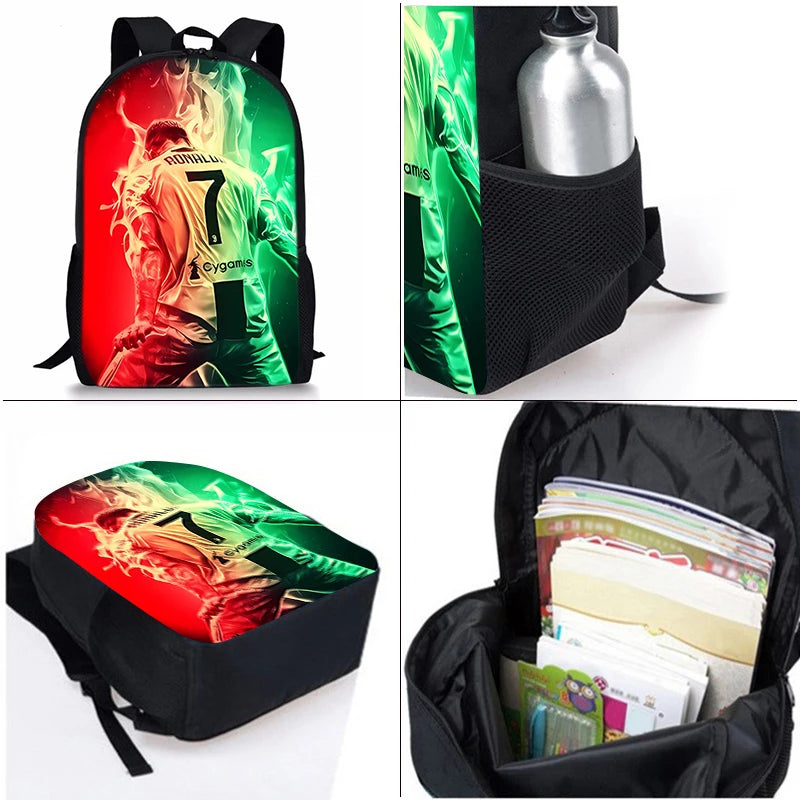 Football Cartoon Three Piece Set Backpacks For Boy And Girls Best Gifts 3D Cartoon School Backpack For Children