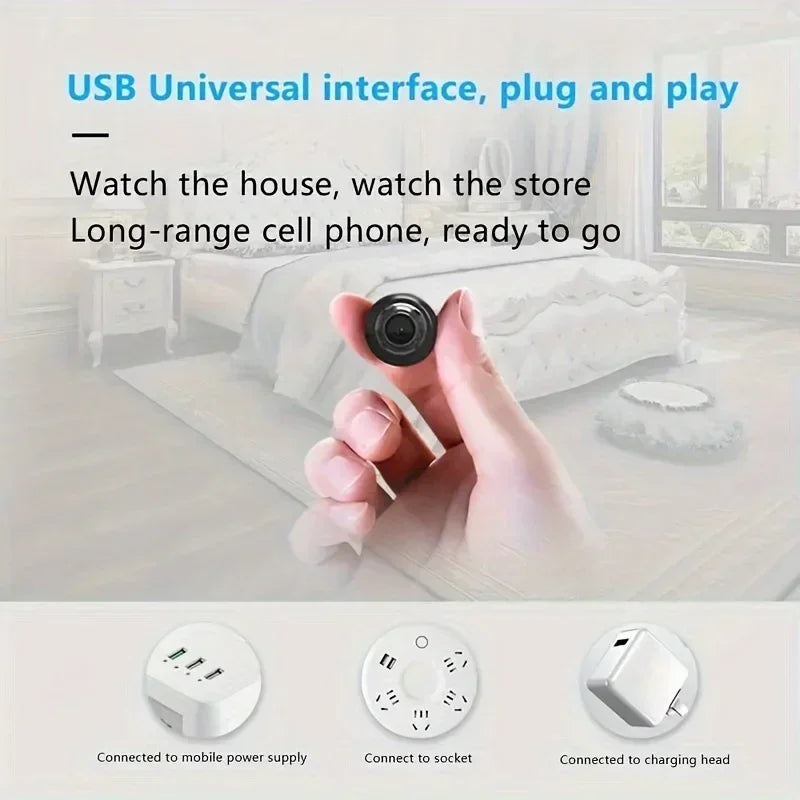 Mini WiFi Camera 1080P HD, Indoor Security Cam with Night Vision, 2-Way Audio