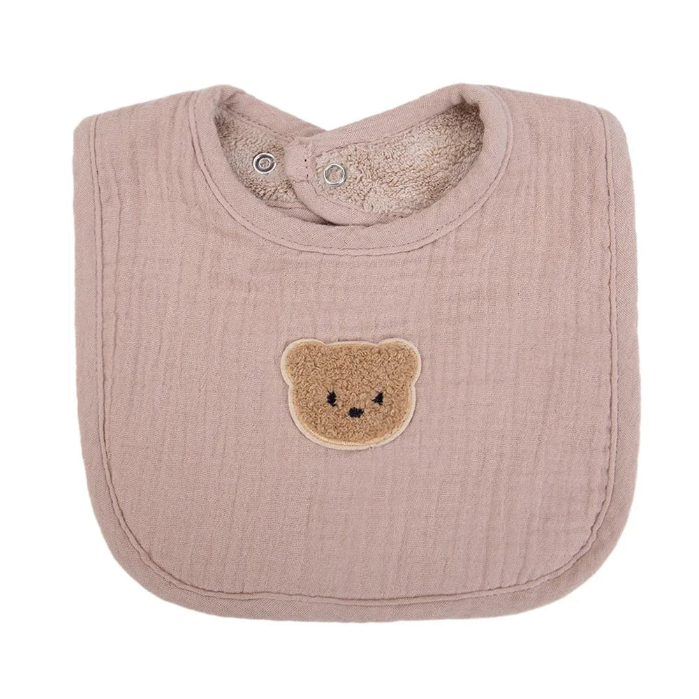 Cute Bear Muslin Cotton Baby Bibs Saliva Towel U-Absorbent Pockets Korean Children Kids Boys Girls Bandanas Feeding Burp Clothes