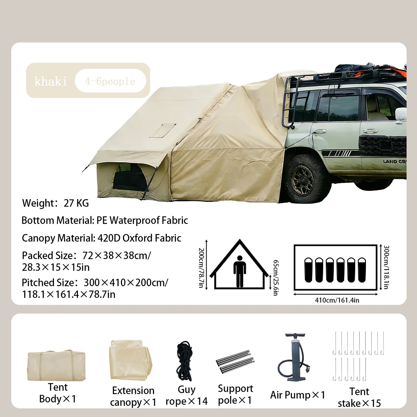 PAKICETUS Large Inflatable Camping Tent with Skylight, Quick Air-Flow & Breathable Mesh Design, Summer Glamping Hot Tents