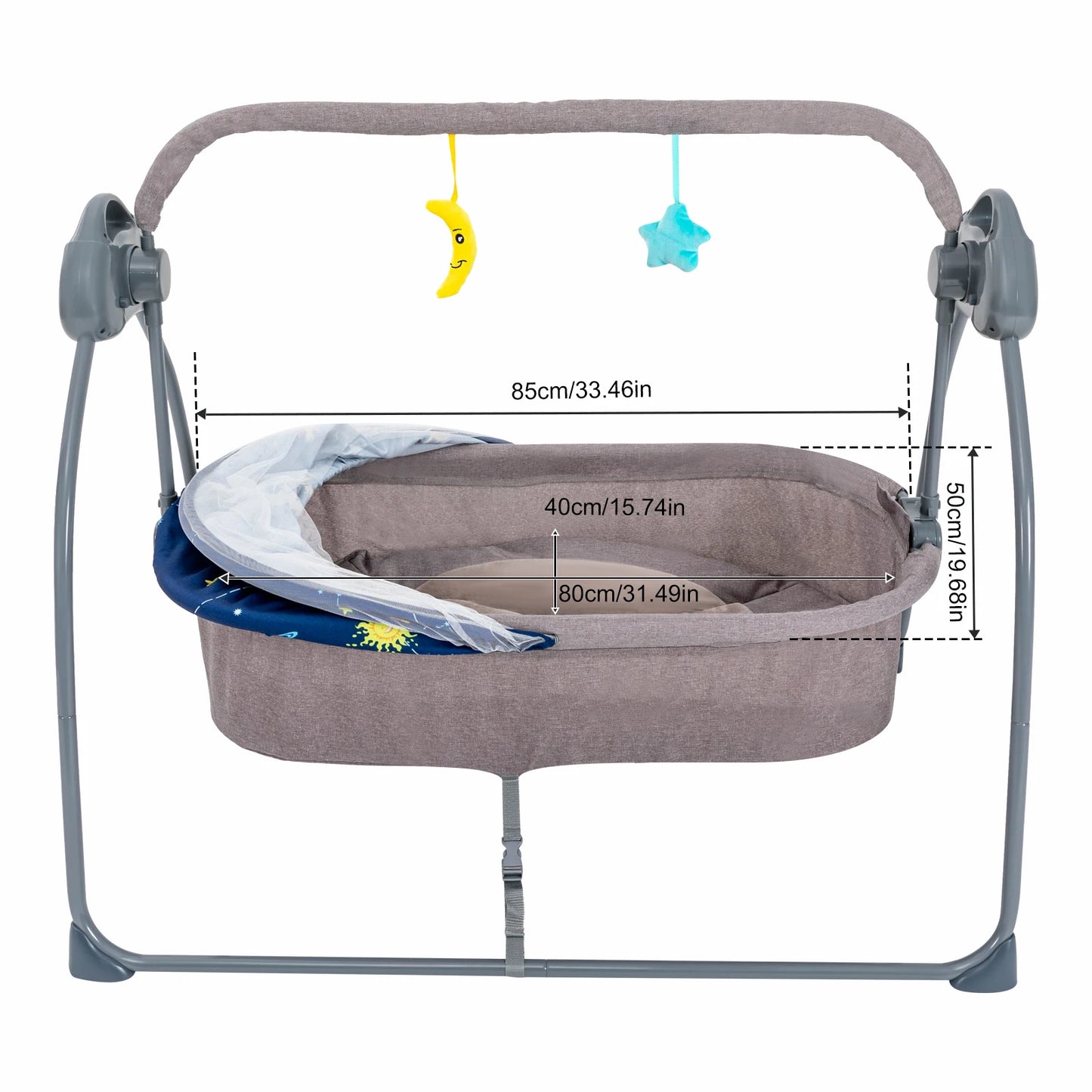Baby Cradle Swing 5 Speeds Electric Stand Crib Auto Rocking Chair Bed with Remote Control