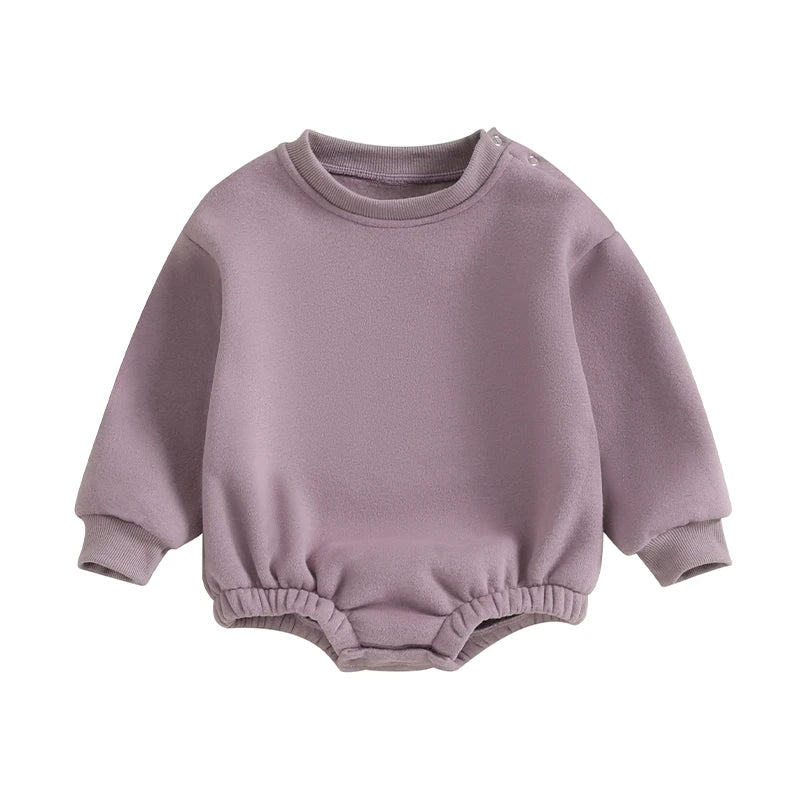 Newborn Baby Boys Girls Winter Jumpsuit Infant Warm Fleece Hooded Romper Toddler Solid Color Casual Outfit Coat