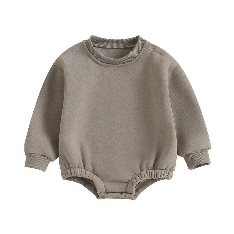 Newborn Baby Boys Girls Winter Jumpsuit Infant Warm Fleece Hooded Romper Toddler Solid Color Casual Outfit Coat