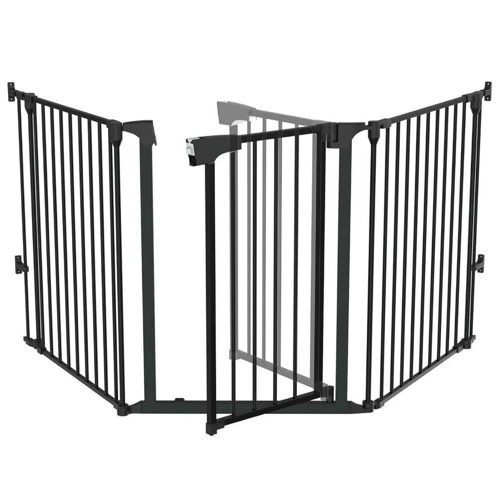 Wide Configurable Baby Gate, Fireplace Safety Fence/Guard, Adjustable 5-Panel Metal Play Yard for Toddler