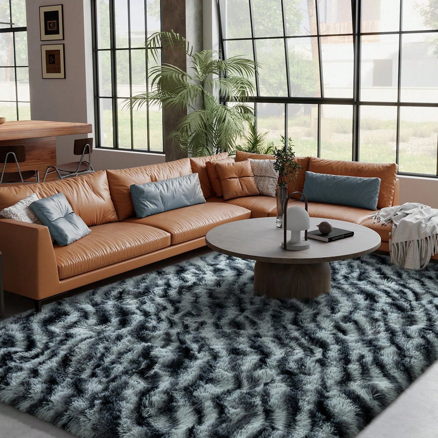 Gnizama Fluffy Long Shag Zebra Print Rug for Bedroom, Washable Large Living Room Area Rug, Super Soft Indoor Plush Rug.