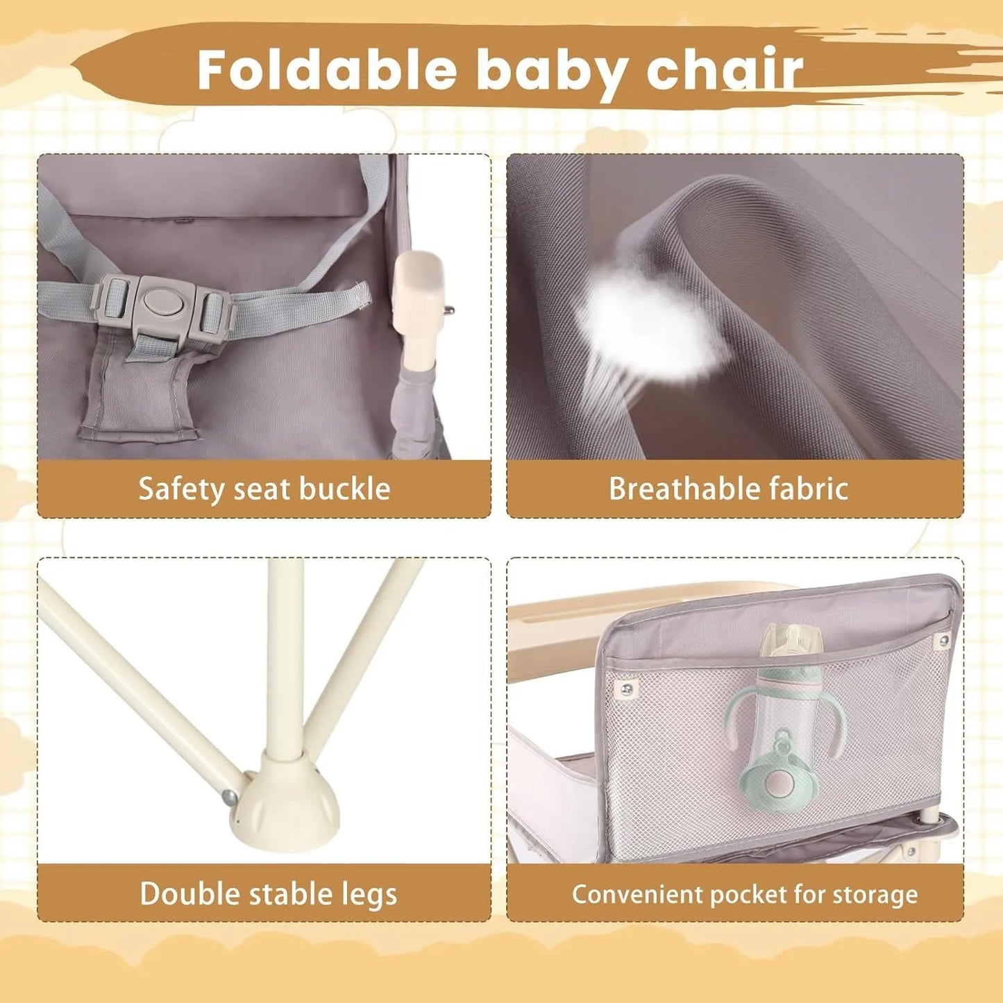Durable High Chair for Babies – Adjustable Footrest & Detachable Cushion for Comfortable Feeding