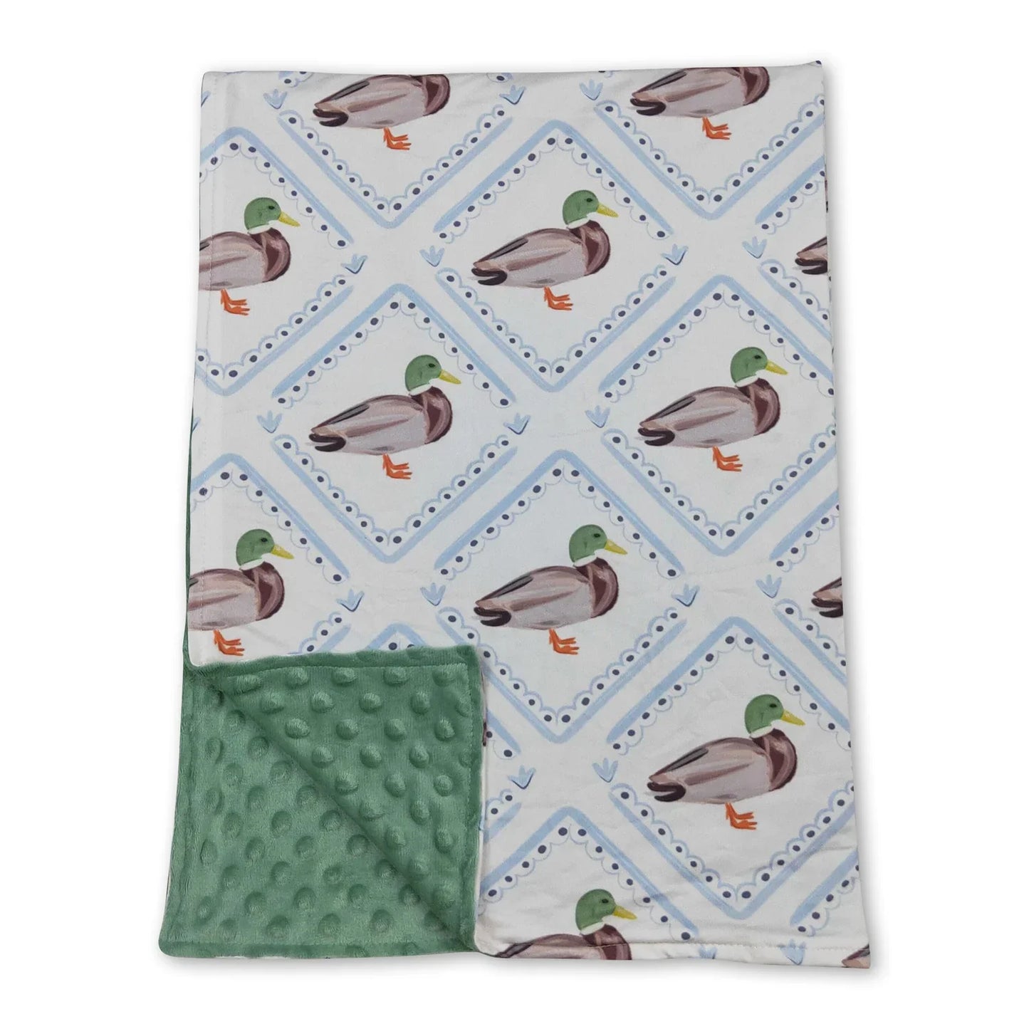 Baby Kids Green Ducks Plaid Southern Blankets