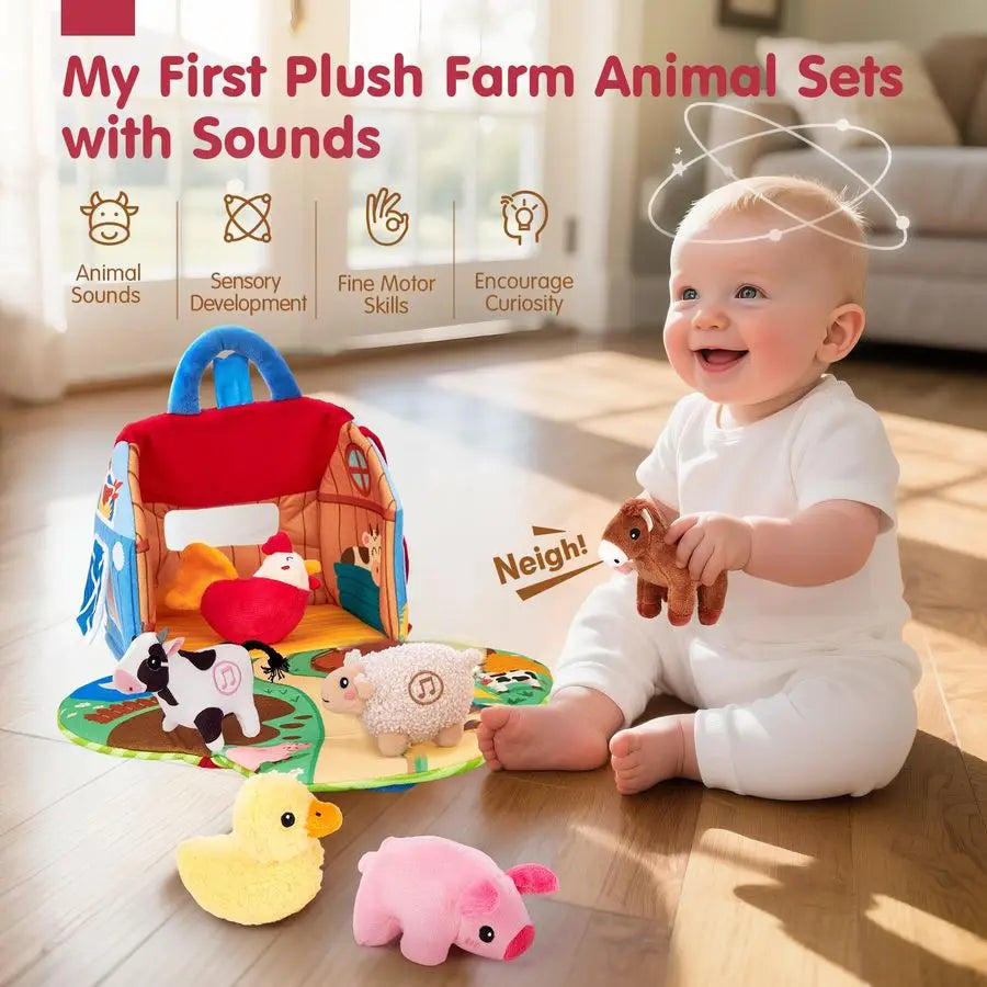 Baby Toys 612 Months Surprise Barn with Stuffed Farm Animals with Real Sounds Montessori Toys for 6 Month Old Baby 1 Year