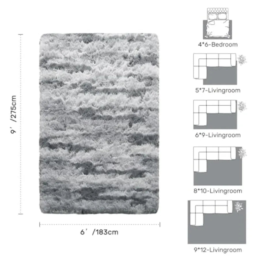 6x9 ft Fuzzy Rugs Non-Slip Carpet for Nursery Play Room Indoor Modern Plush Carpet