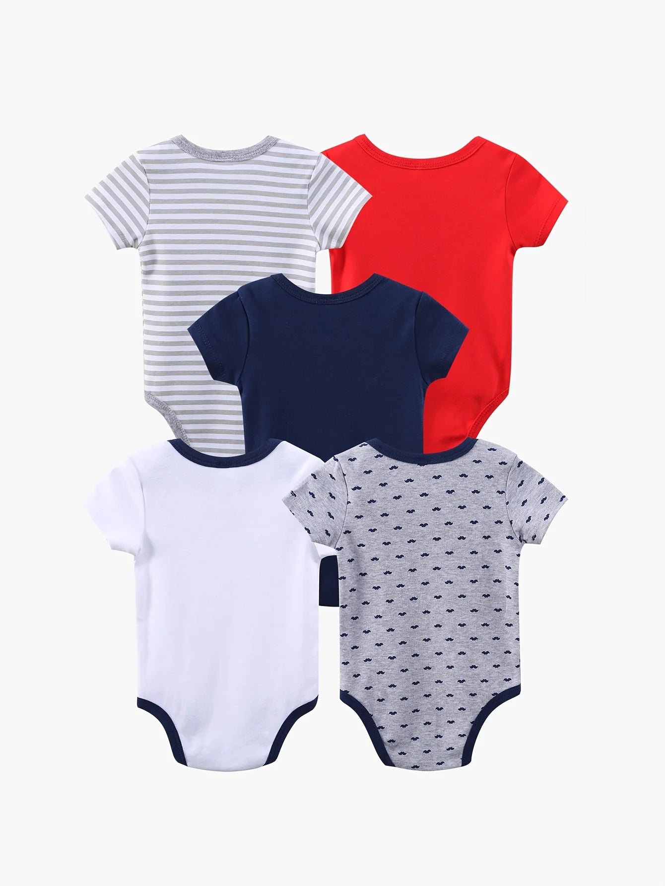 5pcs Baby Boys Short Sleeve Triangle Bodysuits, Cotton Gentleman Rompers with Bow Tie, Spring & Summer Outdoor Wear, Essential Newborn Hospital Clothes, Perfect for Outdoor
