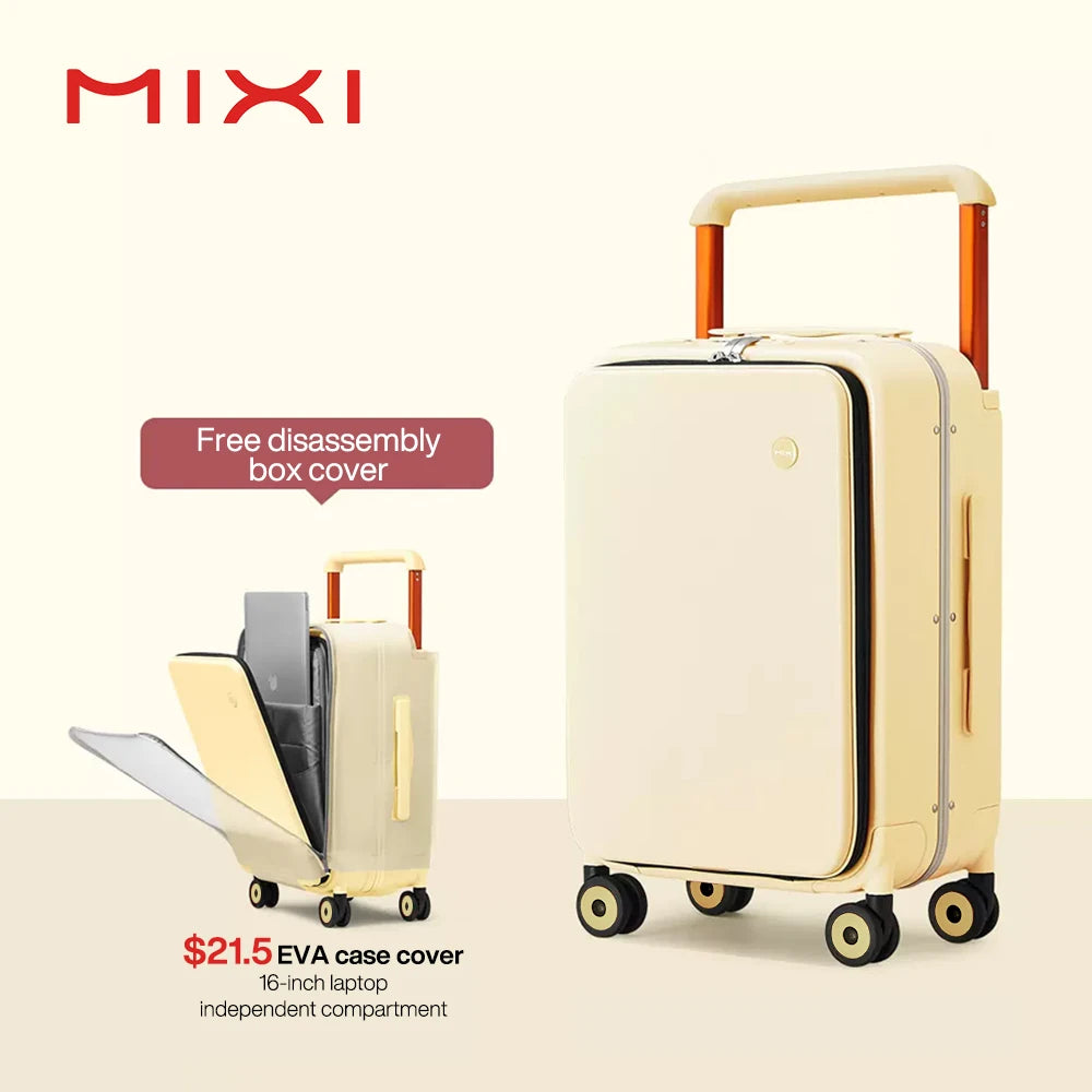 Mixi 2026 New Design Wide Handle Suitcase Men Carry-On Luggage Women Travel Trolley Case