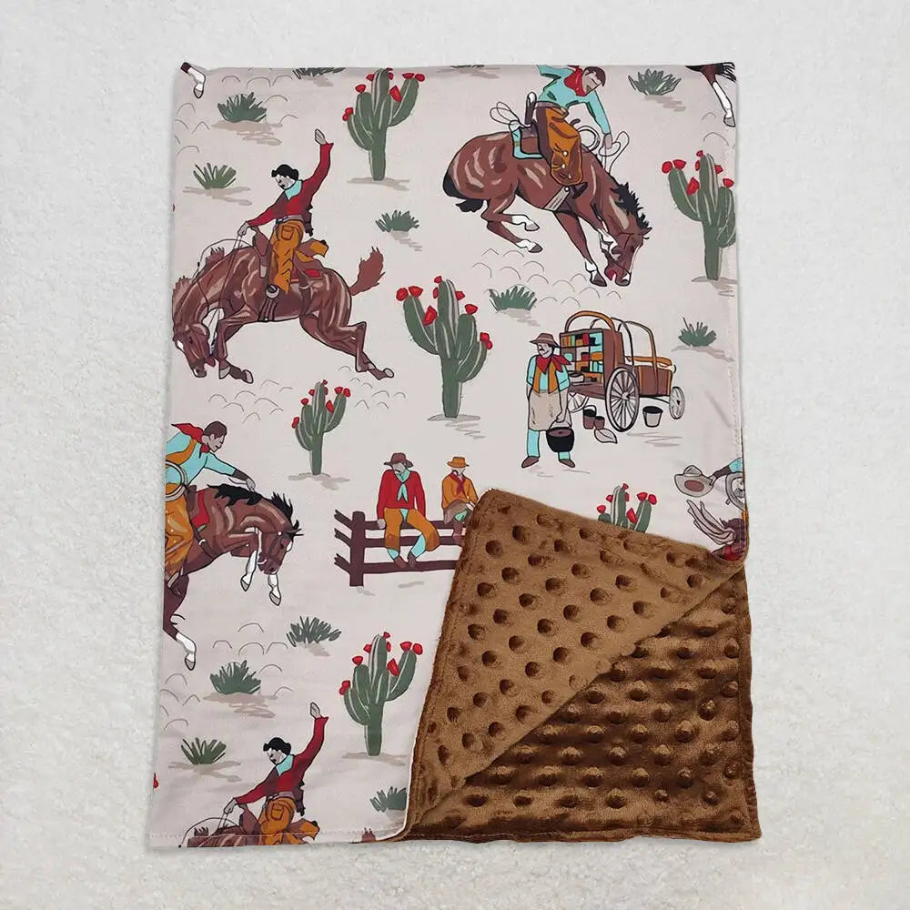 Brown Rodeo Cactus Baby Kids Western Blankets Soft Cozy Decorative Throw Blankets