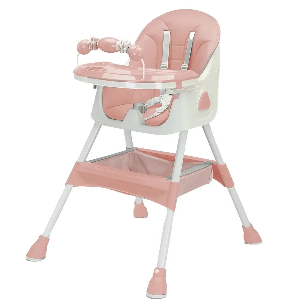 Foldable Baby High Chair 6 Months Plus, with Large Anti slip Pad & Toy Rack