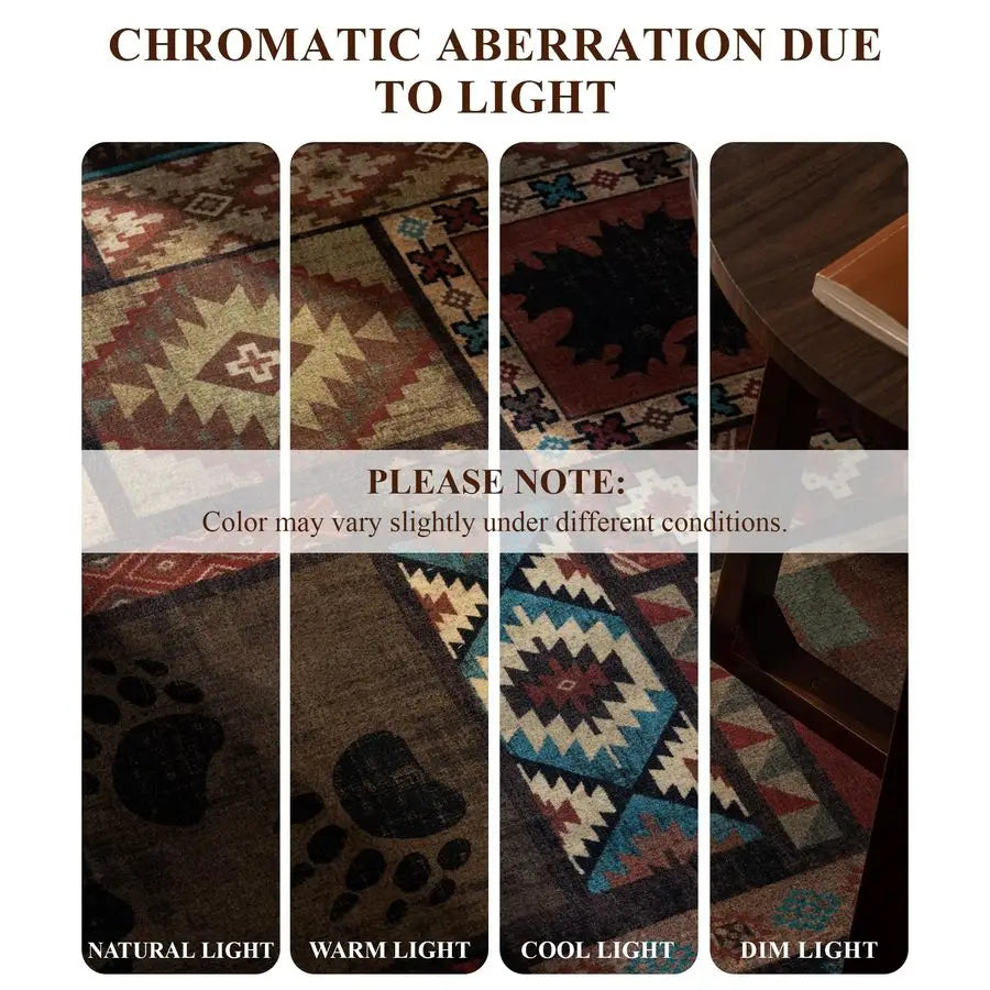Rustic Cabin Area Rug 5x7,Machine Washable Lodge Bear Rug