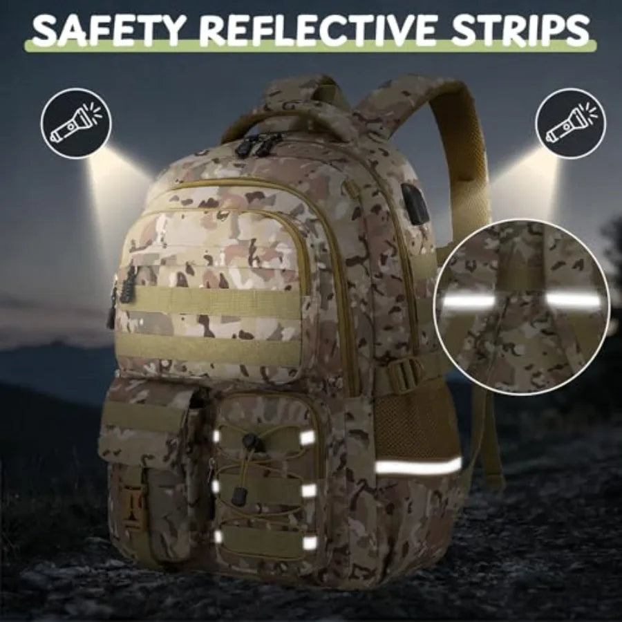 School Backpack for Boys - 4pcs Camo Boys Backpack with Lunch Box Set for Teens Elementary Middle High School - 18" Camouflag
