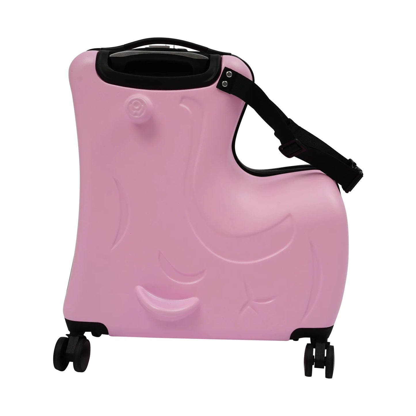 20 inch Pink Matte Children's Trolley Case - Kid Ride-On Portable Suitcase, 4 Universal Wheels