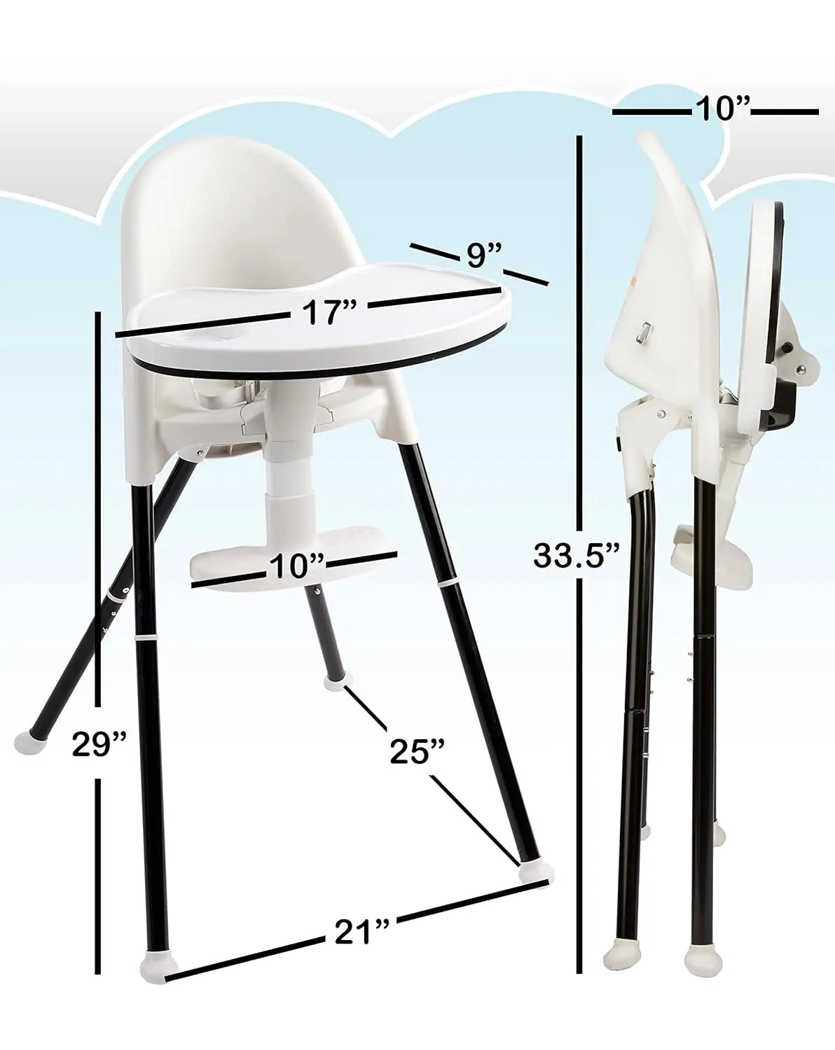 Convertible Folding Highchair & Toddler Seat - Portable