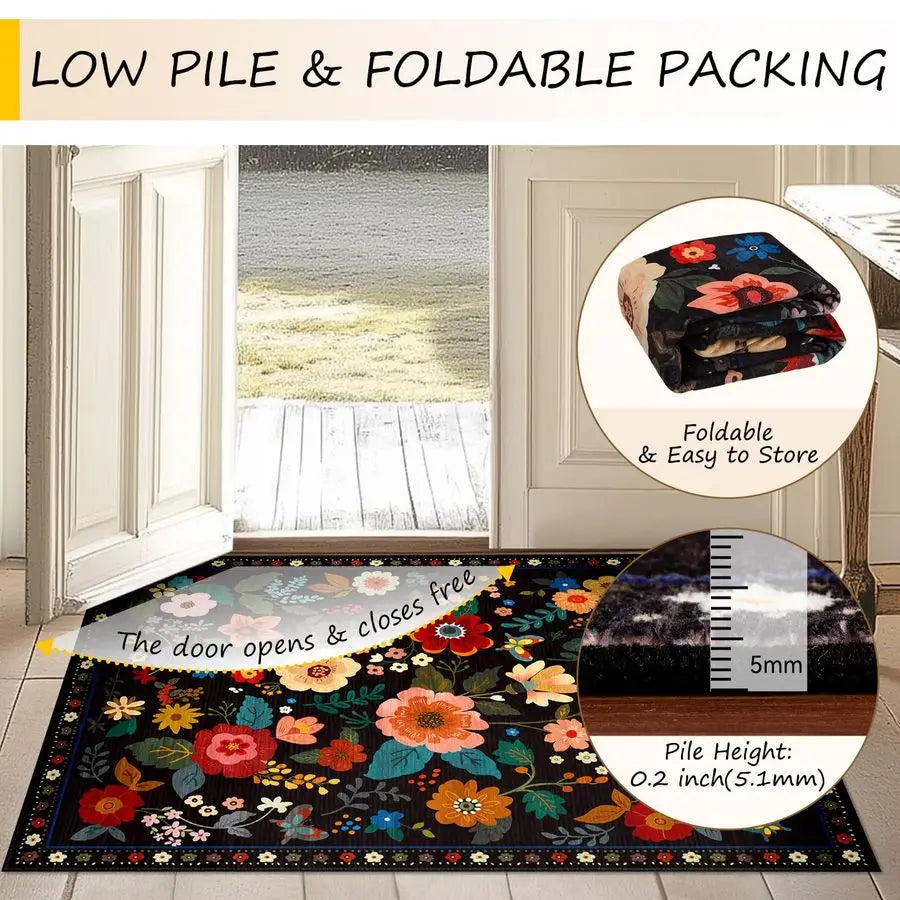 Nursery 5x7 Area Rugs Washable Print Boho Cute Carpet Non Slip Flower Low Pile