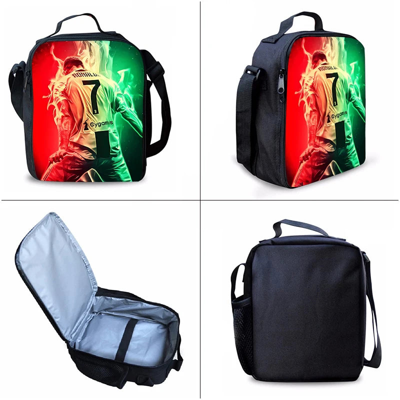 Football Cartoon Three Piece Set Backpacks For Boy And Girls Best Gifts 3D Cartoon School Backpack For Children