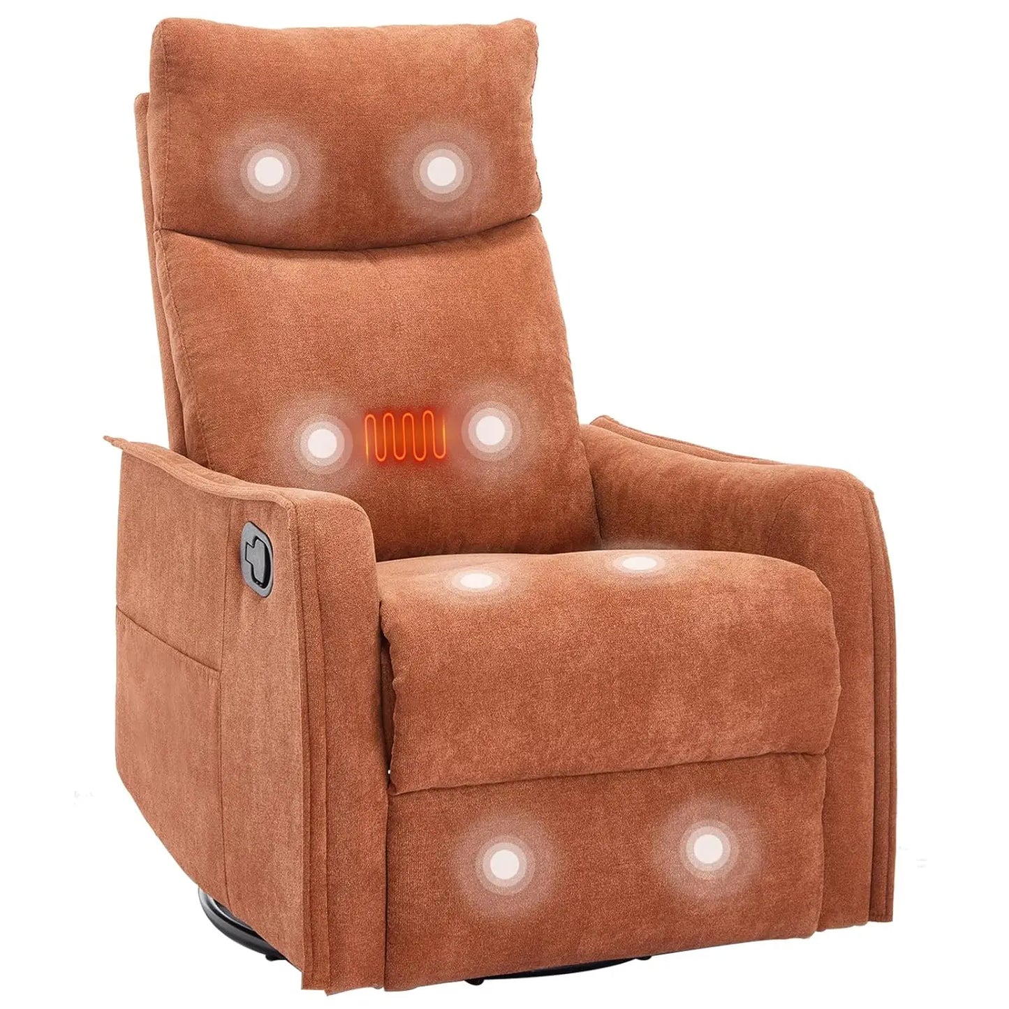 360 Swivel Rocking Recliner Chair for Adults, Nursery Rocking Chair with Heat and Massage, Glider Reclining Chair