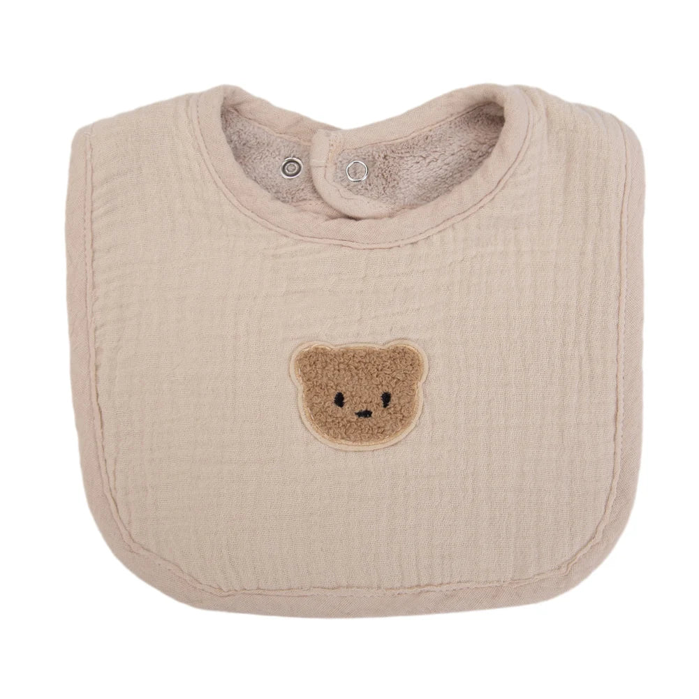 Cute Bear Muslin Cotton Baby Bibs Saliva Towel U-Absorbent Pockets Korean Children Kids Boys Girls Bandanas Feeding Burp Clothes