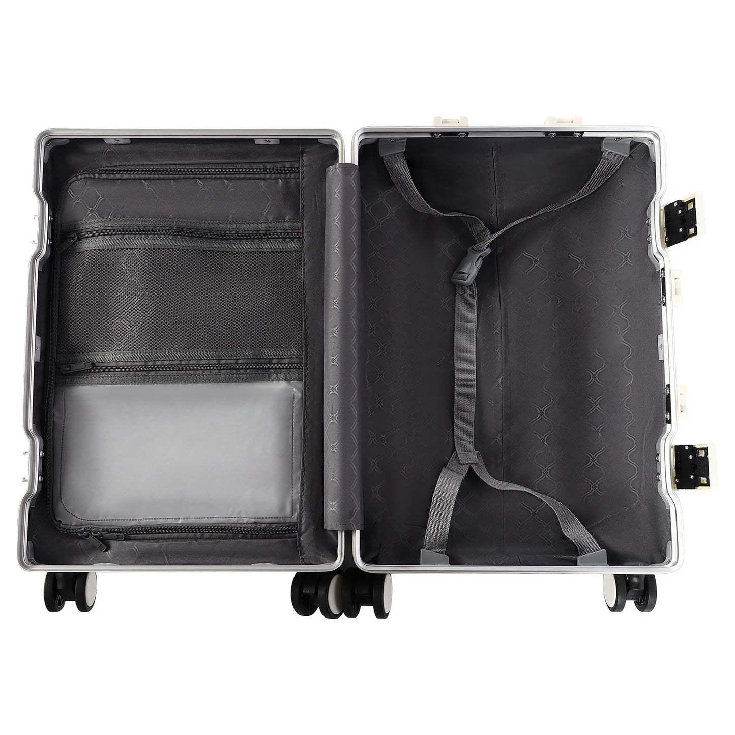 Bymaocar 20 Inch Carry On Luggage USB Charging Port Cup Holder Front Opening PC Hard Shell Suitcase for Airplane Travel