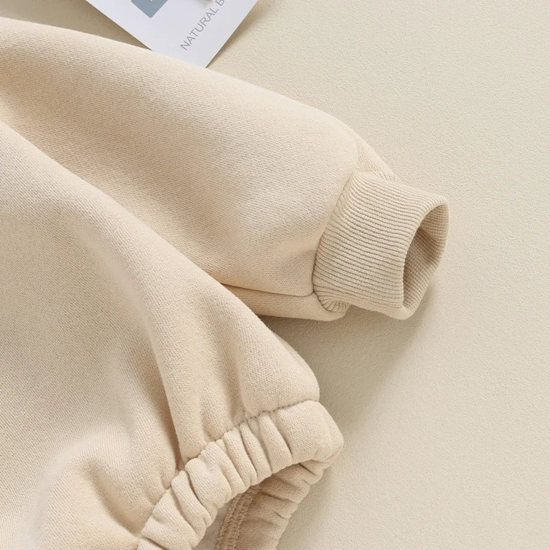 Newborn Baby Boys Girls Winter Jumpsuit Infant Warm Fleece Hooded Romper Toddler Solid Color Casual Outfit Coat