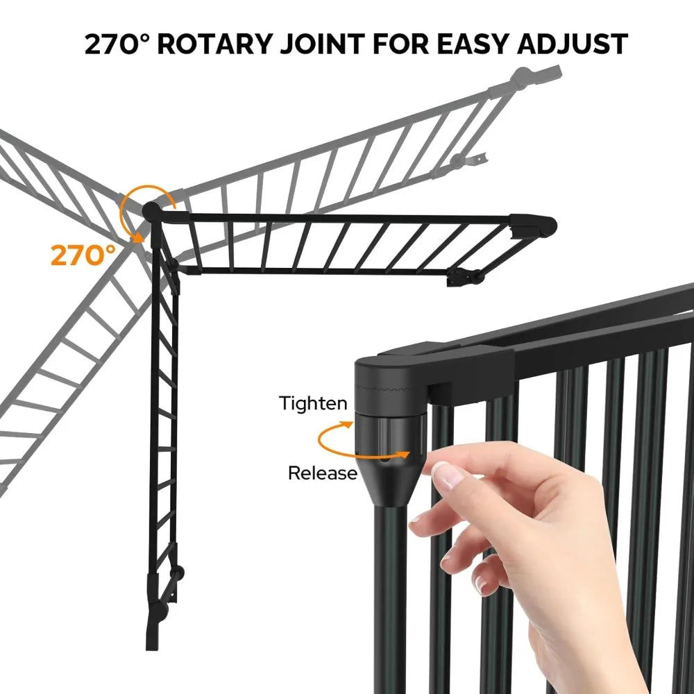 Wide Configurable Baby Gate, Fireplace Safety Fence/Guard, Adjustable 5-Panel Metal Play Yard for Toddler