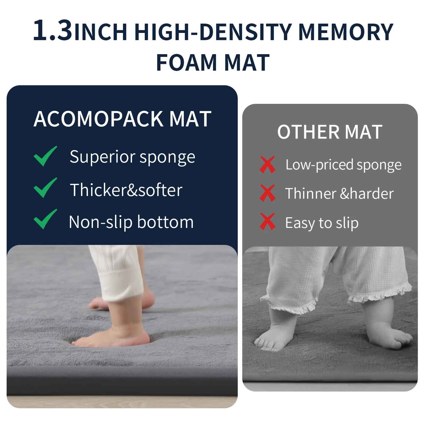 Huloosleep 1.3" Thick Large Tatami Carpet Baby Play Mat Non-Slip Soft Crawling Mat