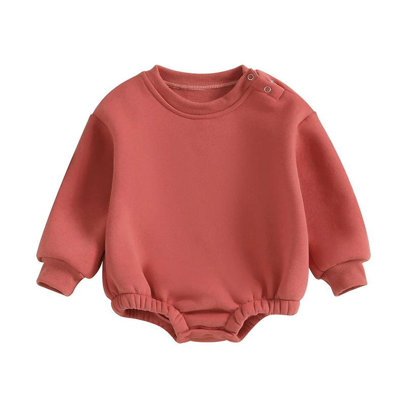 Newborn Baby Boys Girls Winter Jumpsuit Infant Warm Fleece Hooded Romper Toddler Solid Color Casual Outfit Coat