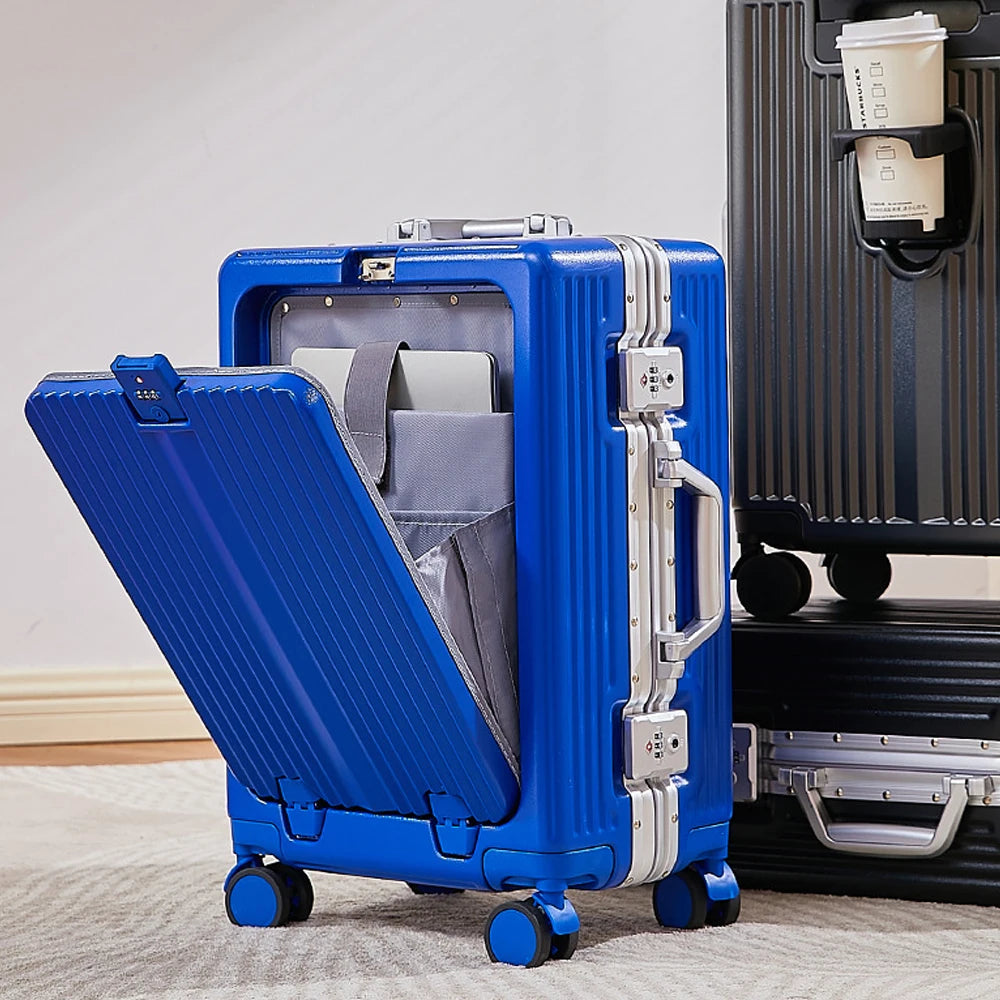 20 Inch Aluminum Rolling Trolley Case Cabin Suitcase Spinner Wheels TSA Locks Travel Luggage With TSA Lock For Men Women