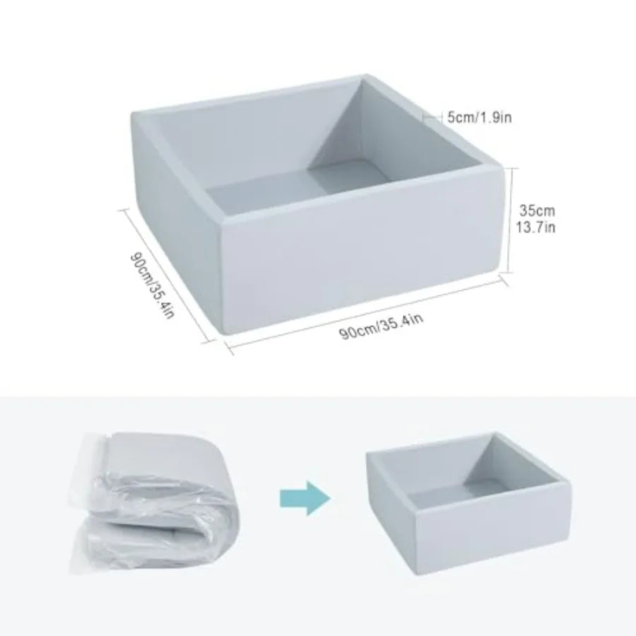 Square Foam Ball Pit for Toddlers Soft Play Toy Light Gray Ideal Gift for Kiddie Pool