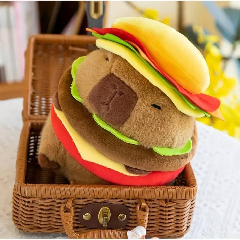 Hamburger Capybara Plush Toy - Stuffed Animal with Realistic