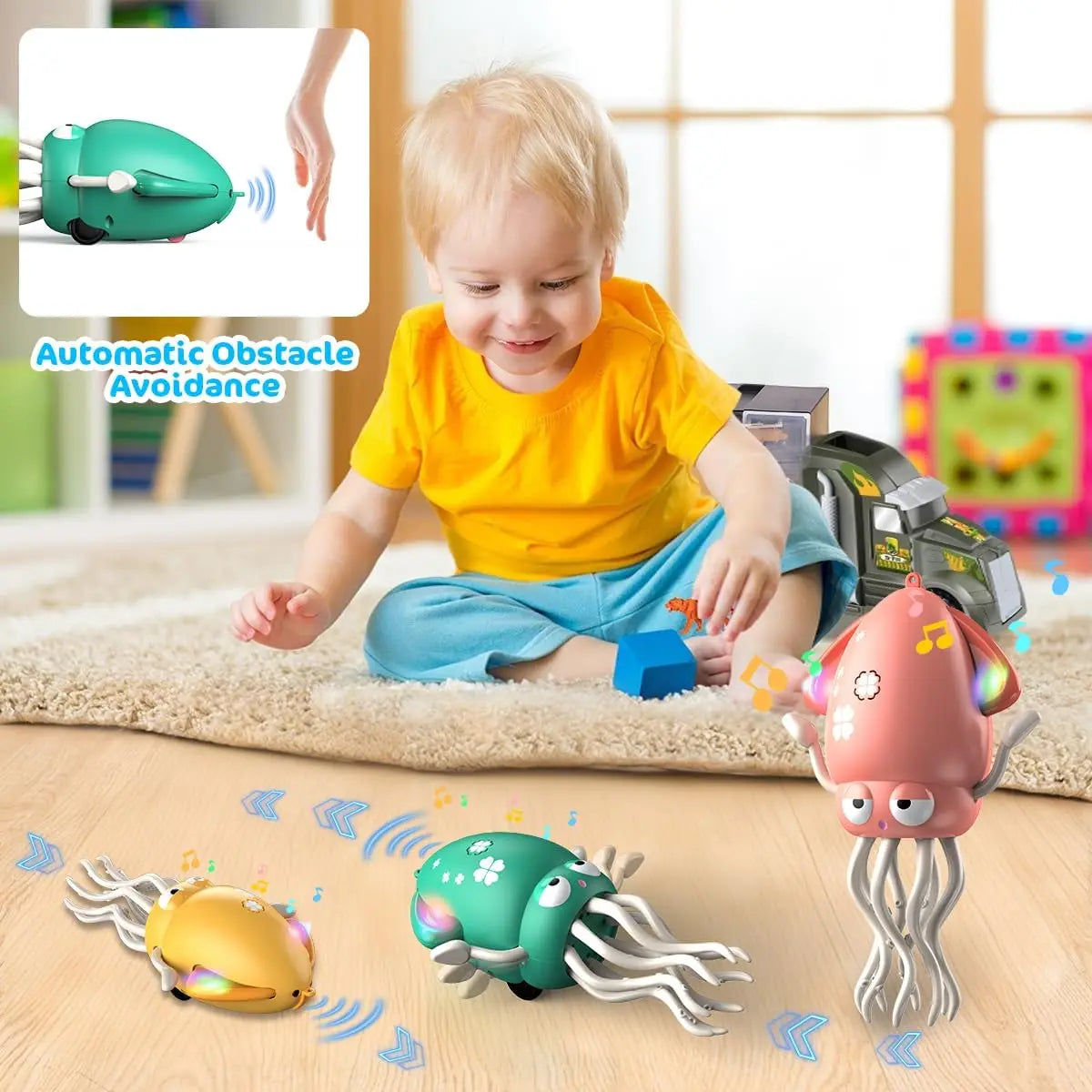 Squid Toy Electric Dancing Octopus Baby light Music Suitable for 12-18 Months Old Baby Toys Kid Crawling Suitable for Toddler