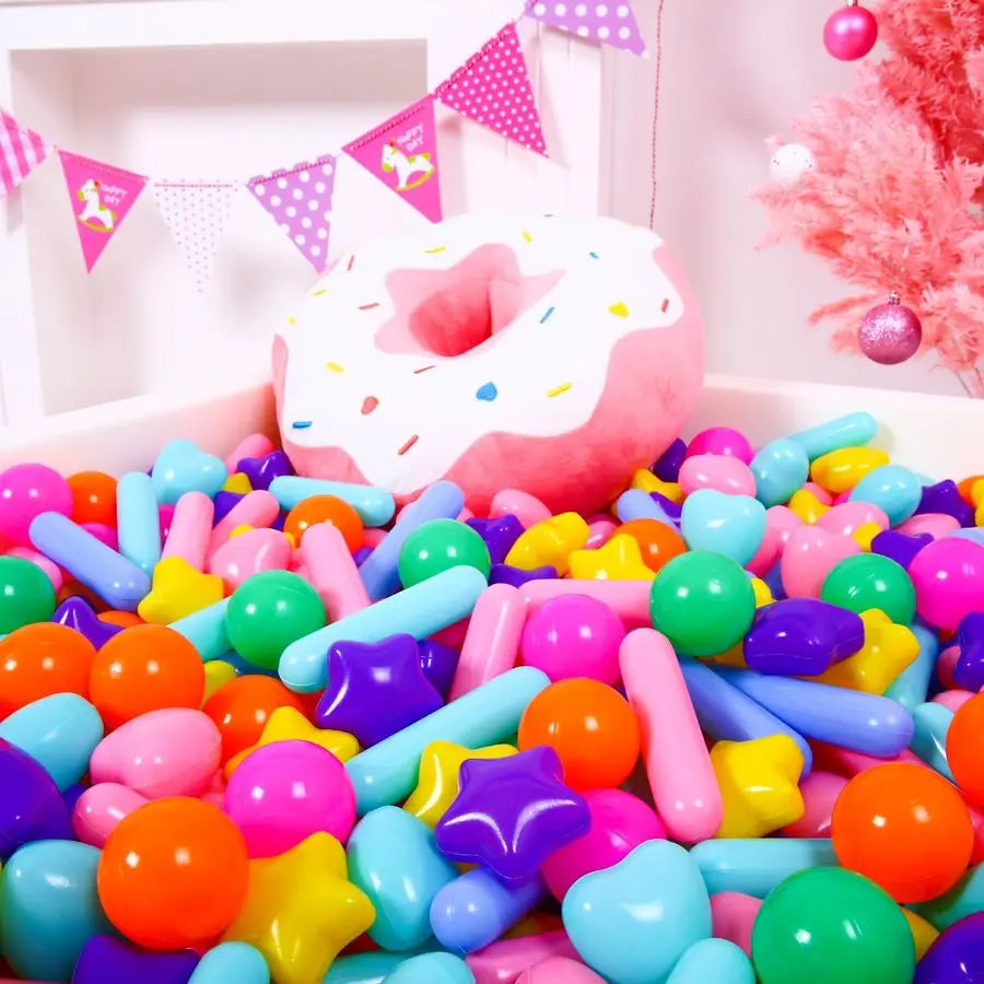 Pit Balls Stars Hearts Strip Shapes for Toddlers 50 150 200 500 Plastic Toy Balls for Boy Girls Ballpit Play Tent Playhouse