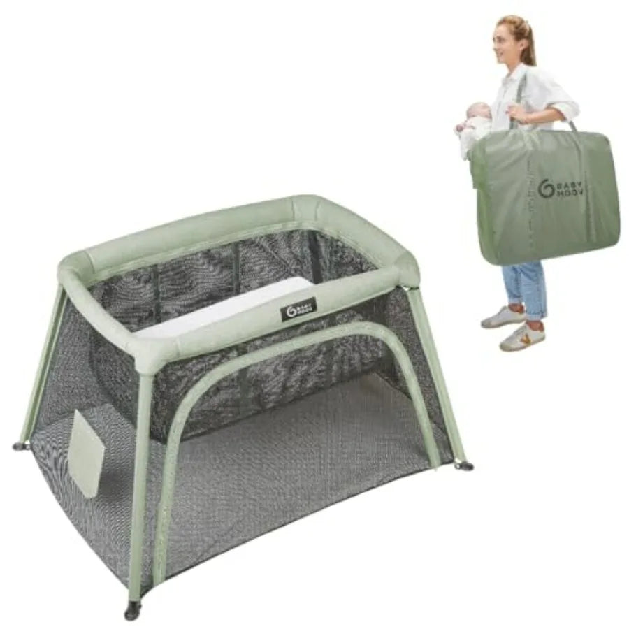 Moov Comfy 3-in-1 Travel Crib Pack and Play Lightwght Baby Playpen Portable Play Yard and Infant Bassinet