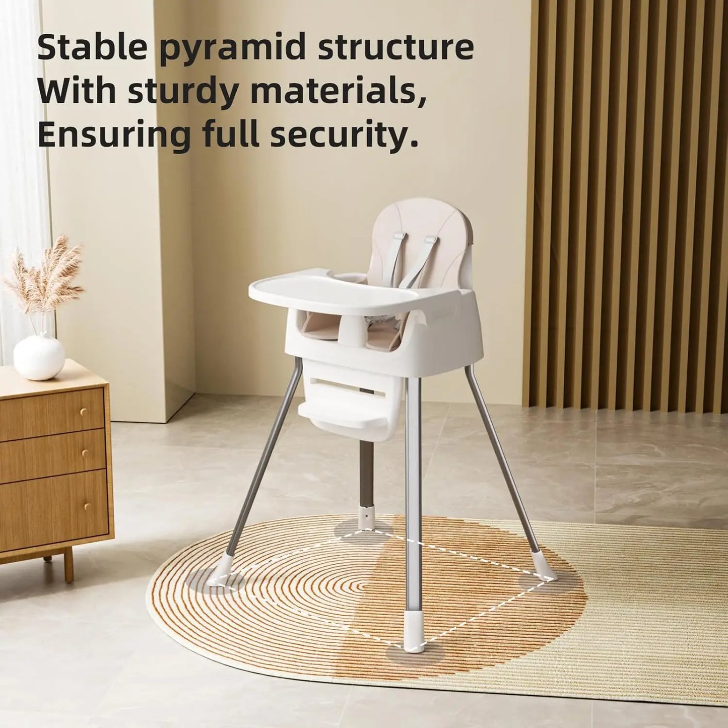 Convertible Baby High Chair with 5-Point Harness, Detachable Tray & Washable Cushion for Infants and Toddlers