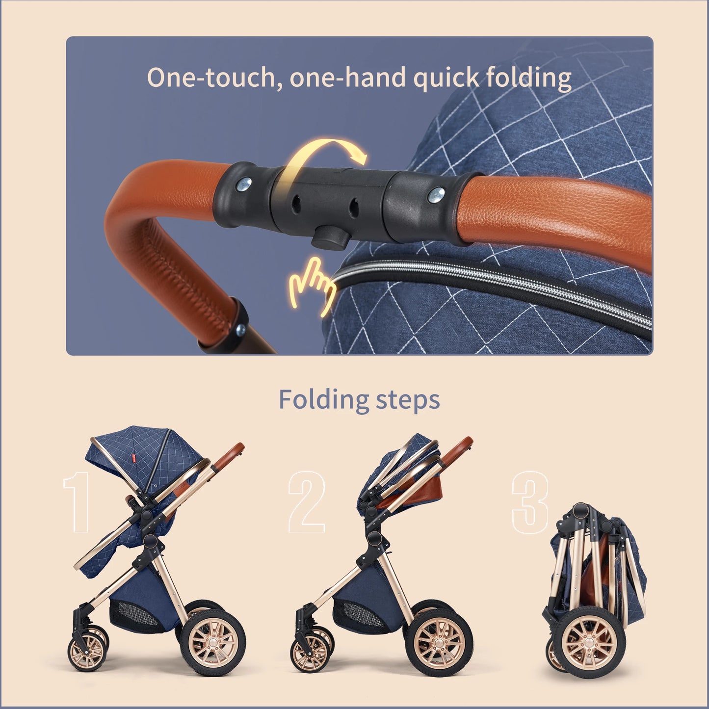 Luxury Travel Pram 3 in 1Baby Stroller High Landscape Baby Carriage Newborn Parm With Mom Bags