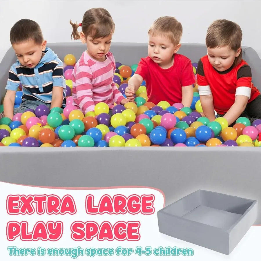 Foam Ball Pit for Toddlers 47.2 x 47.2 x 13.8 Large Square Ball Pits for Soft Baby Playpen Ball Pool Without Balls