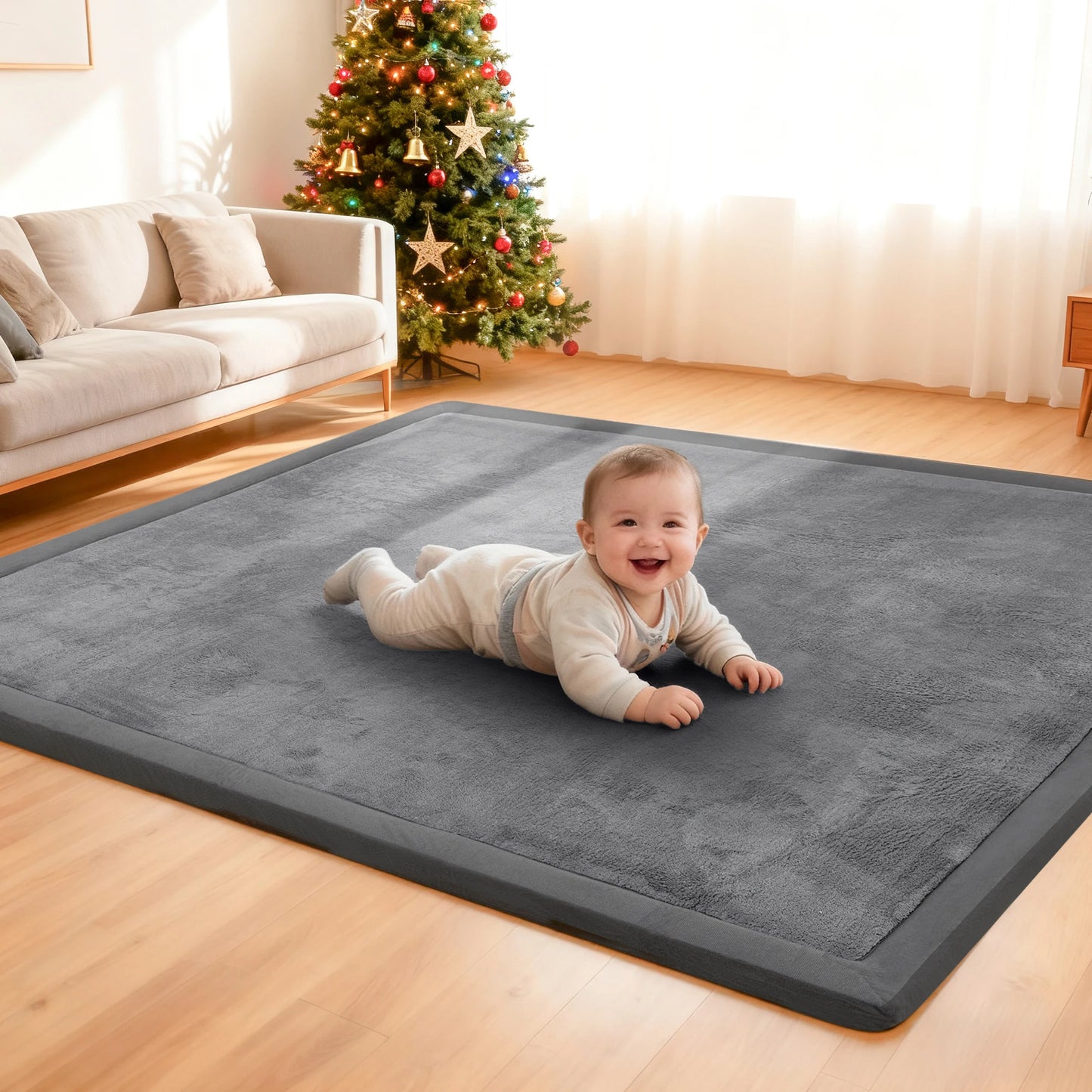 Thick 1.3" Large Carpet For Floor Non-Slip Baby Play Mat Tatami Memory Foam Soft Velvet Nursery Rug for Tummy Time