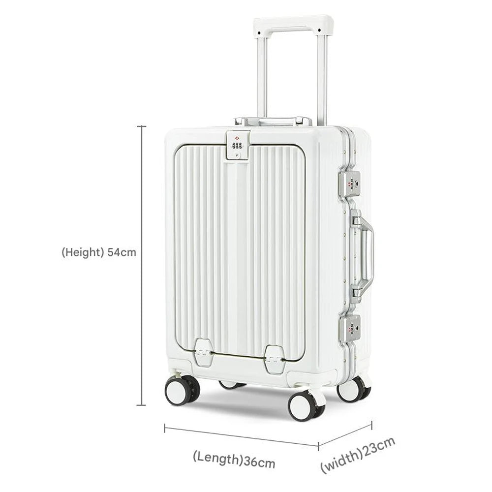 20 Inch Aluminum Rolling Trolley Case Cabin Suitcase Spinner Wheels TSA Locks Travel Luggage With TSA Lock For Men Women