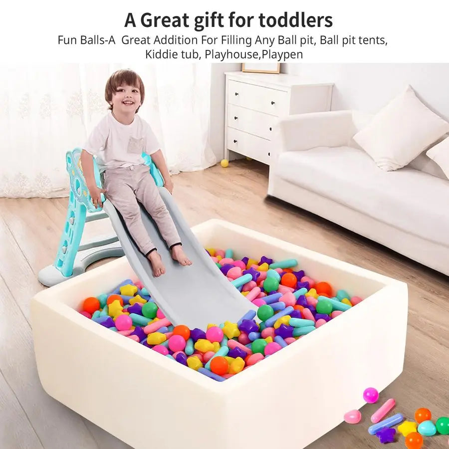 Pit Balls Stars Hearts Strip Shapes for Toddlers 50 150 200 500 Plastic Toy Balls for Boy Girls Ballpit Play Tent Playhouse