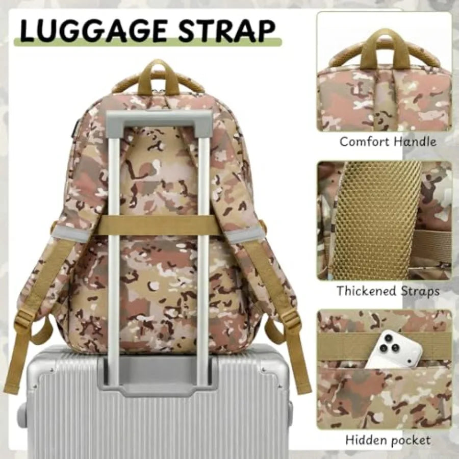 School Backpack for Boys - 4pcs Camo Boys Backpack with Lunch Box Set for Teens Elementary Middle High School - 18" Camouflag