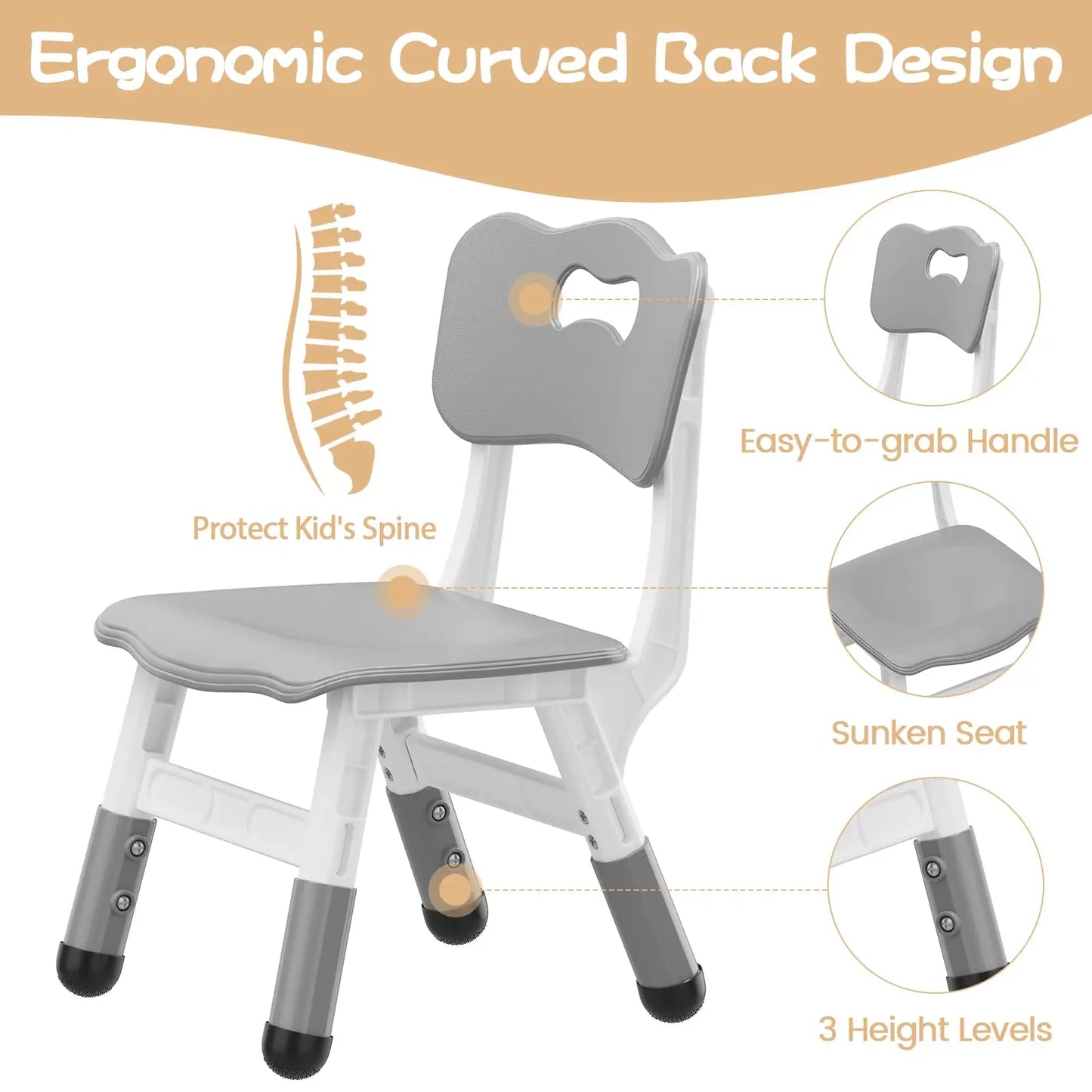 2pcs Stackable Adjustable Kids Chair