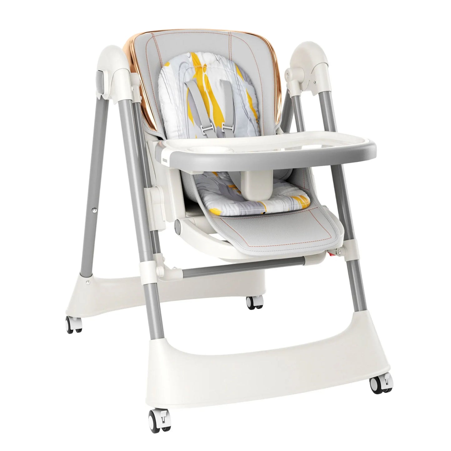 6-in-1 Baby High Chair Baby Swing Combo Convertible Highchair for Infants Toddlers With 6 Heights 4 Recline Foldable With Wheels