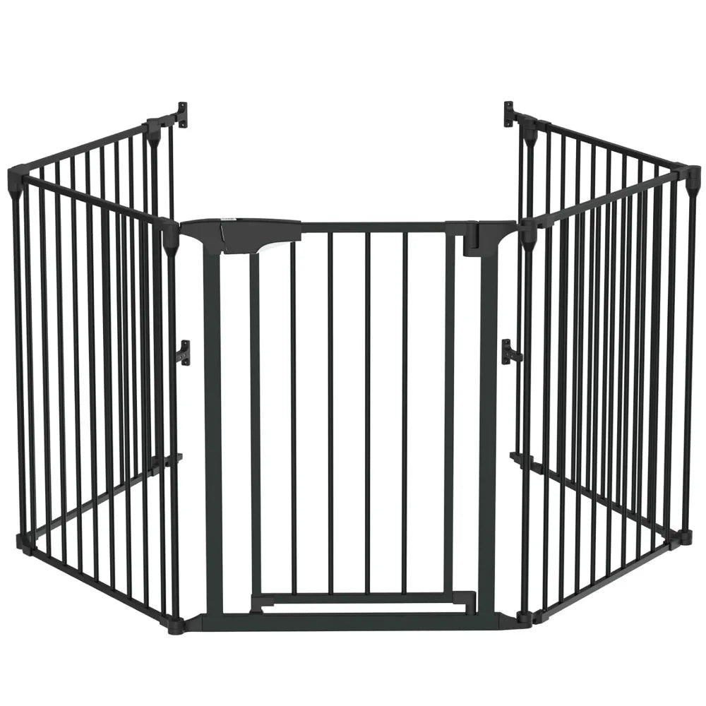 Wide Configurable Baby Gate, Fireplace Safety Fence/Guard, Adjustable 5-Panel Metal Play Yard for Toddler