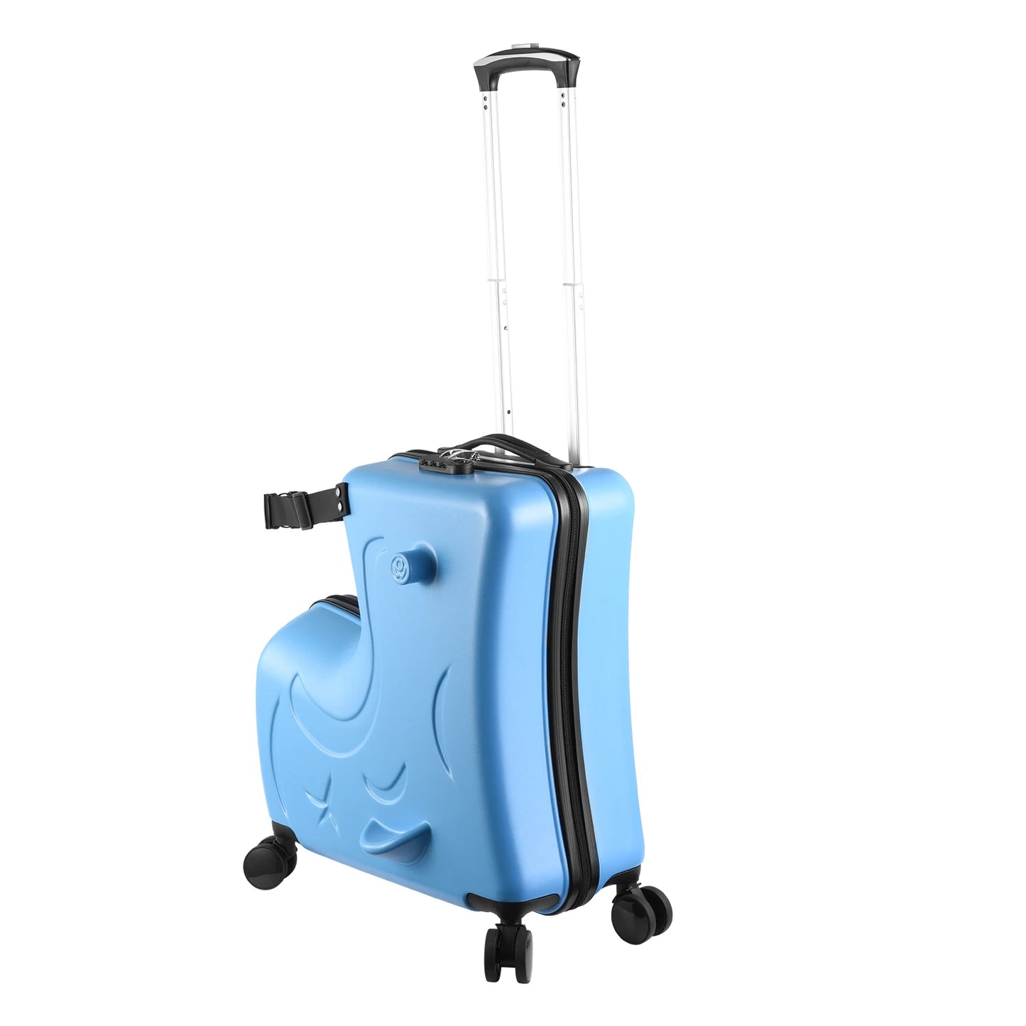 Ride-On Luggage, 24 Inch Portable Kids Travel Suitcase with Password Lock and Durable Wheels for Summer Camps and Sleepovers
