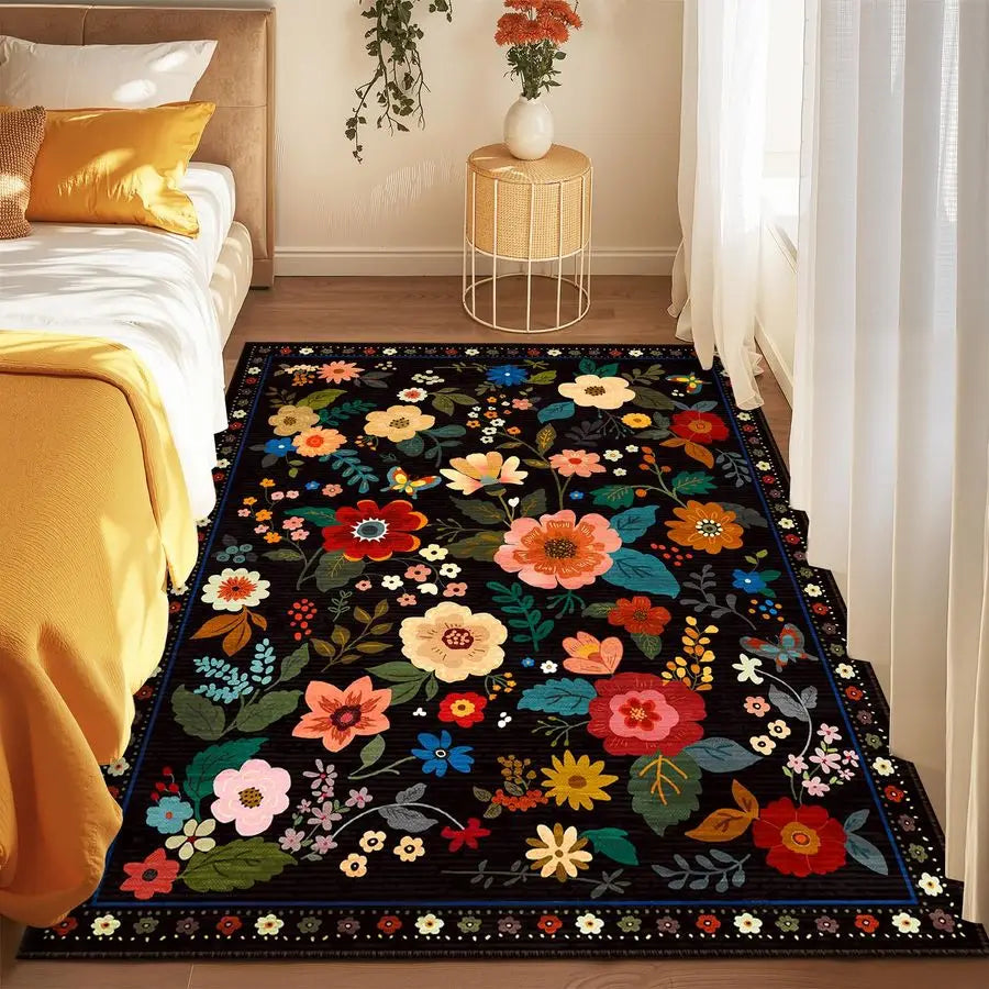Nursery 5x7 Area Rugs Washable Print Boho Cute Carpet Non Slip Flower Low Pile